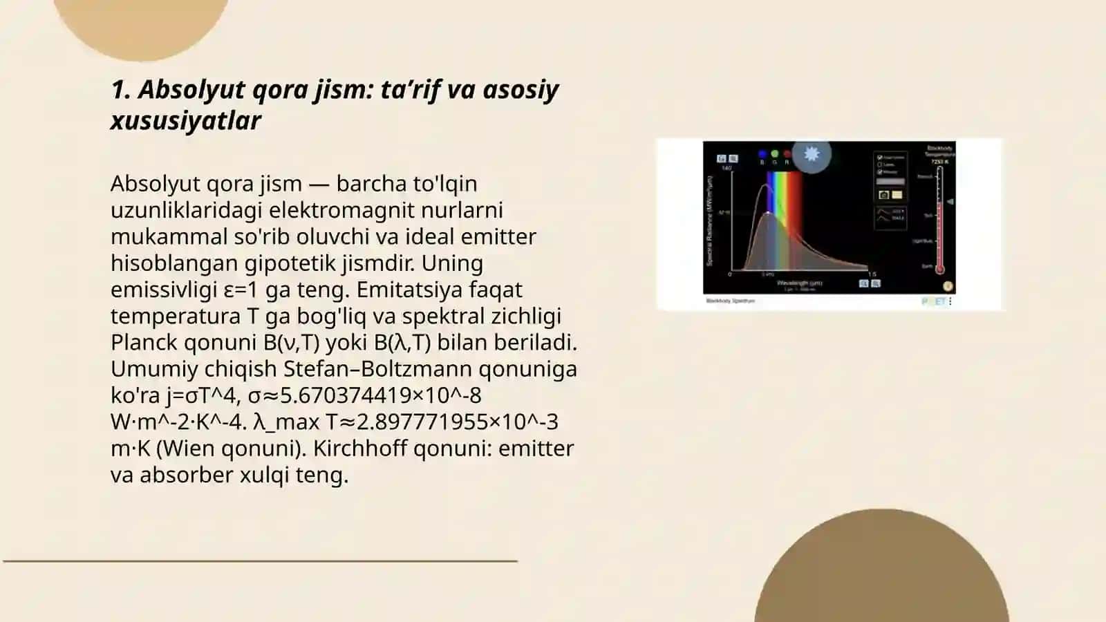 Absolyut qora jism nurlanish qonunlari 3