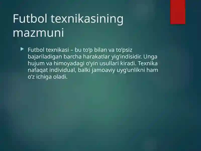 Futbol o‘yinining asosiy texnik harakatlarini bajarishni takomillashtirish 3