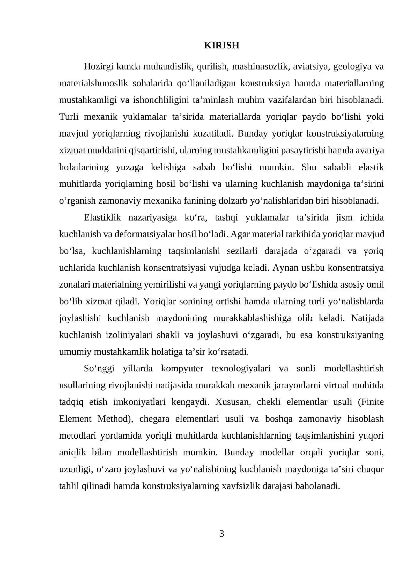 Elastik muhitda yoriqlar soni va yo‘nalishining kuchlanish izoliniyalariga ta’sirini modellashtirish 3