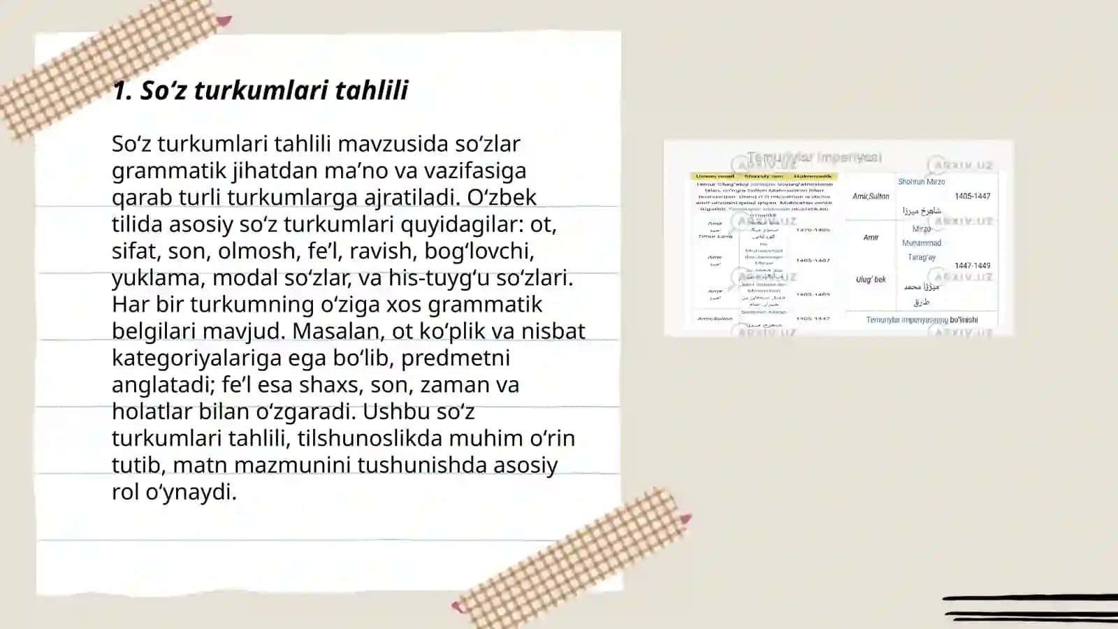Soʻz turkumlarini oʻrganishga oid adabiyotlar roʻyxatini tuzish 3