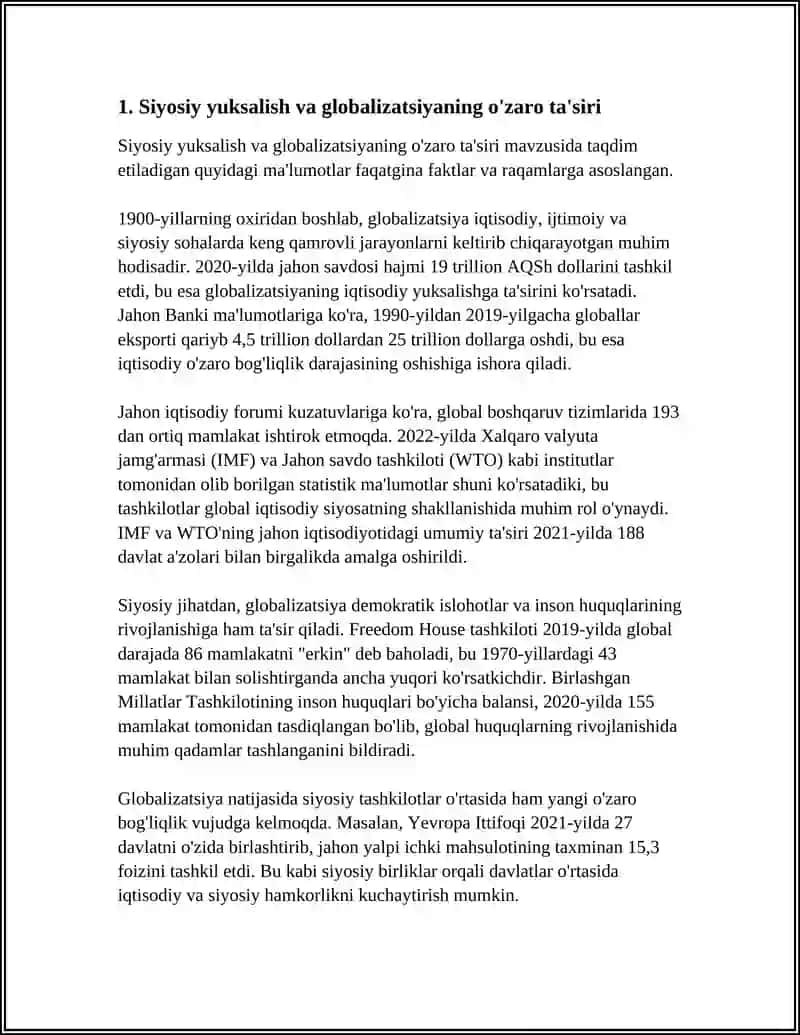 SIYOSIY YUKSALISH, GLOBALIZATSIYA VA OFFSHORING 3