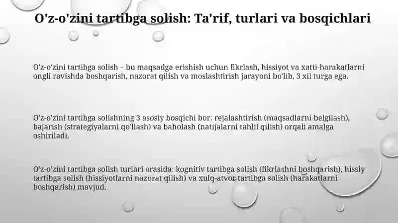 O'z-o'zini tartibga solish 3