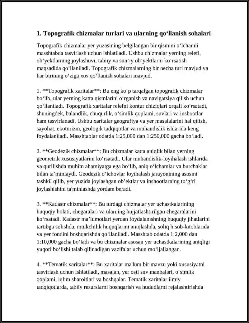 TOPOGRAFIK CHIZISH USULLARI: TOPOGRAFIK CHIZISH QOIDALARI VA ULARNI ISHLATISH 3