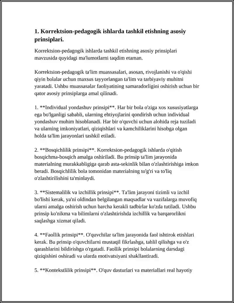 Korrektsion-pedagogik ishlarda tashkil etishning asosiy prinsiplari 3