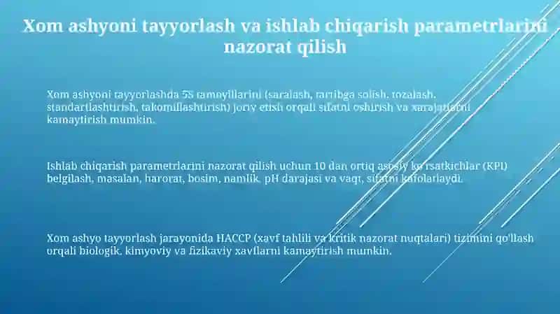 Oziqovqatsanoatidagi texnologik jarayonlarni optimallashtirish tamoyillari 3