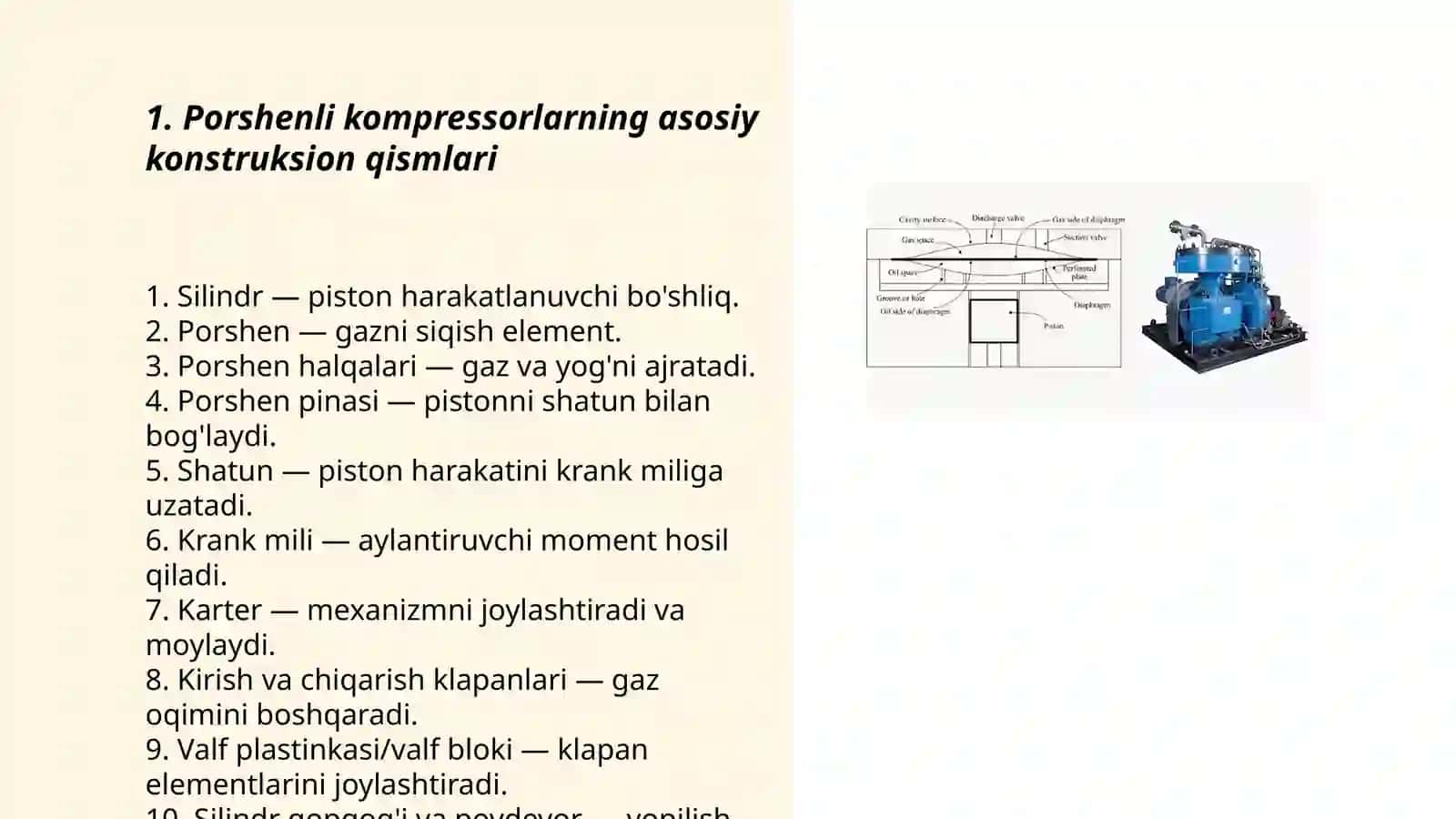 Porshenli, ratatsion va markazdan qochma kompressorlar konstruksiyasi ishlash prinsipi va afzalliklari 3