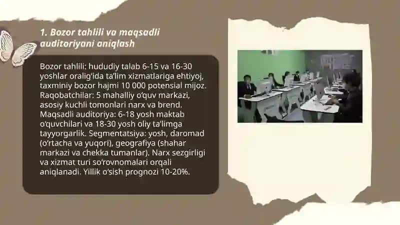 Oʻquv markaz ochish boʻyicha biznes reja qilish by Balqiyeva Mahliyo 3