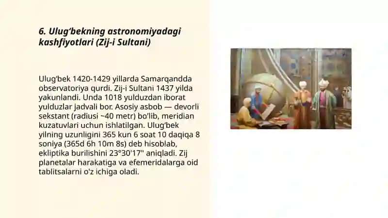 Mirzo Ulugʻbekning astronomiyadagi kashfiyotlari (Zij-i Sultani) 3