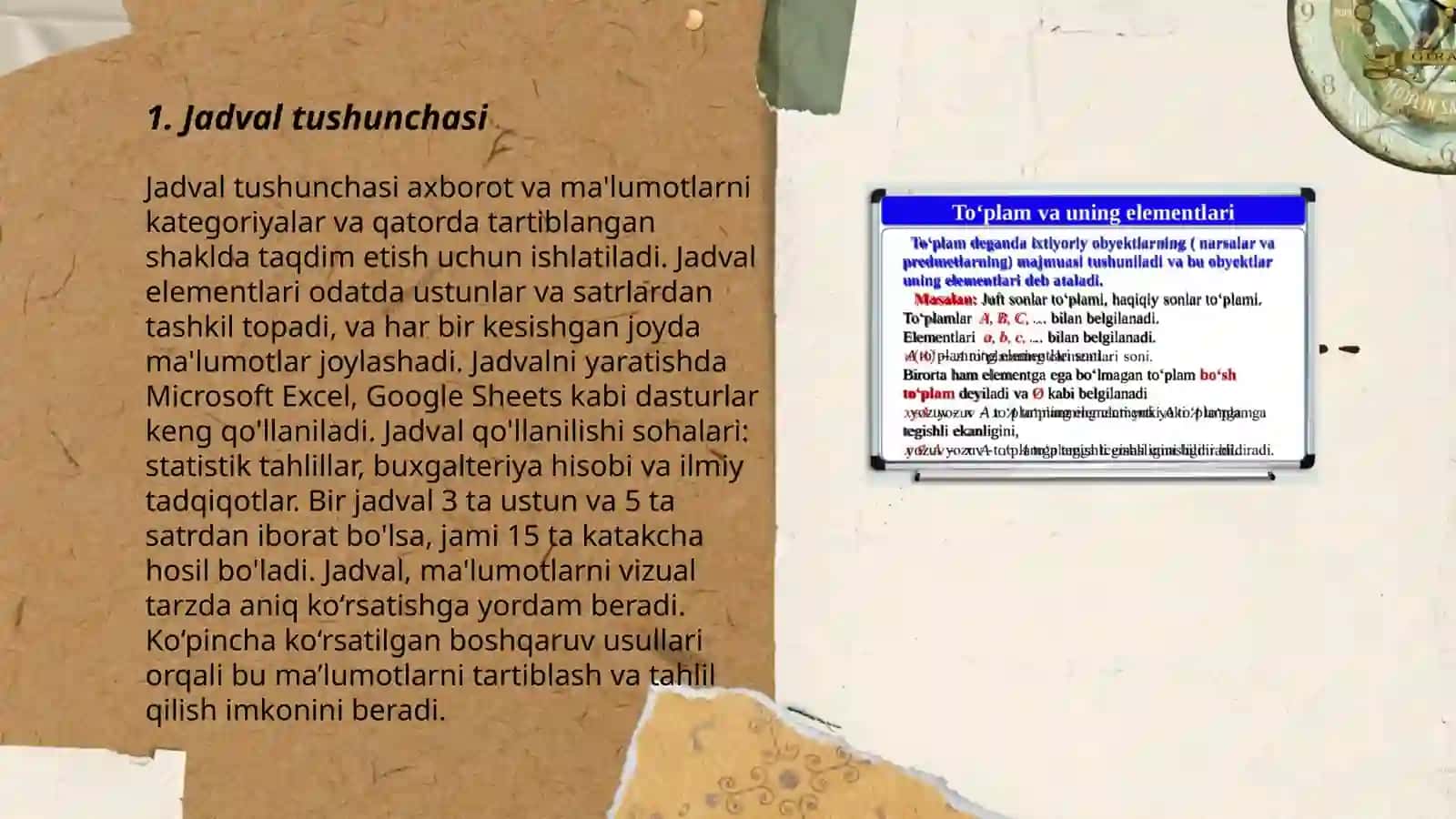 Jadval turlari va tuzish qoidalari 3