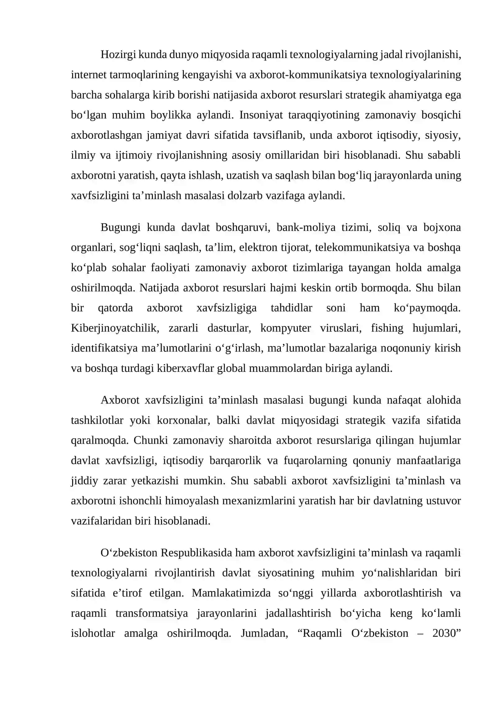 Axborot xavfsizligining zamonaviy konsepsiyasi va axborotni kriptografik himoyalash 3