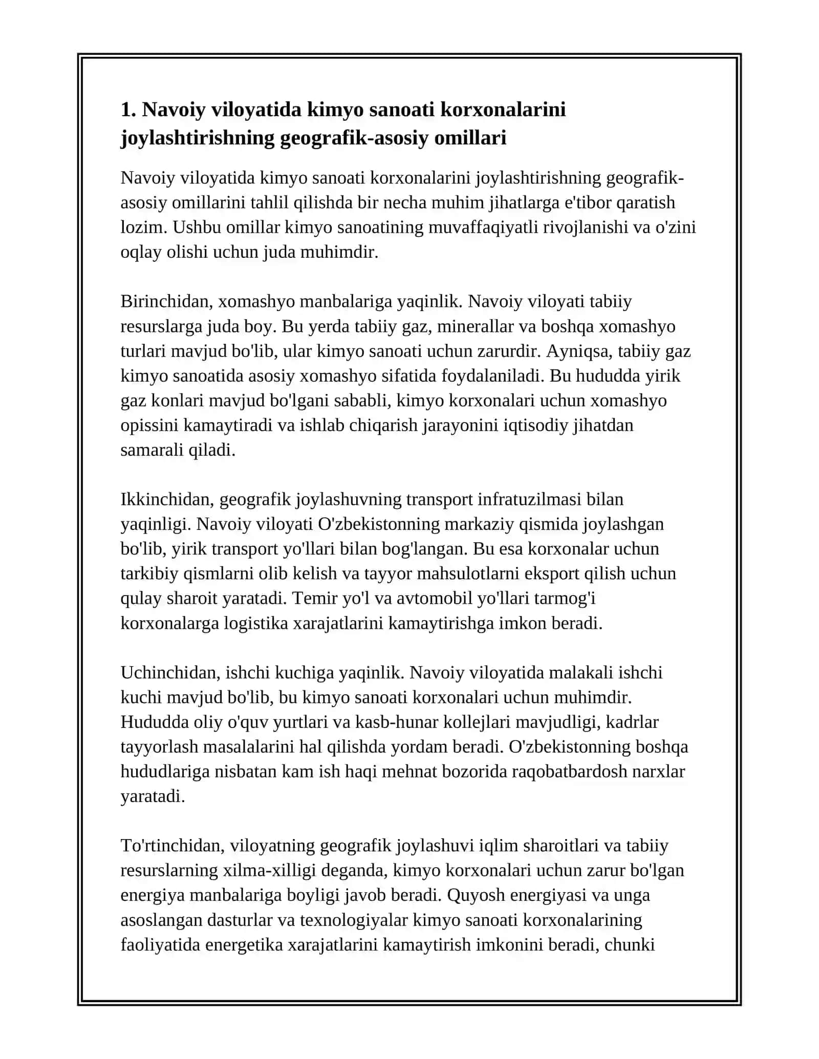 KIMYO SANOATI KORXONALARI JOYLASHTIRISH NAVOIY MISOLIDA 3