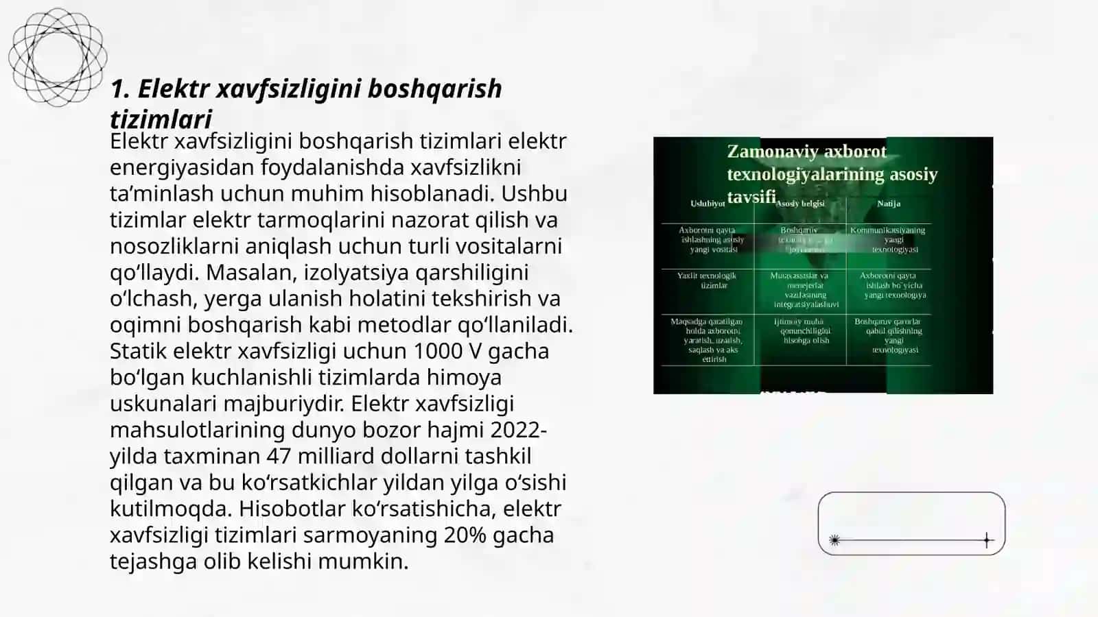 Elektr xavfsizligini ta'minlovchi zamonaviy texnika va texnologiyalar 3