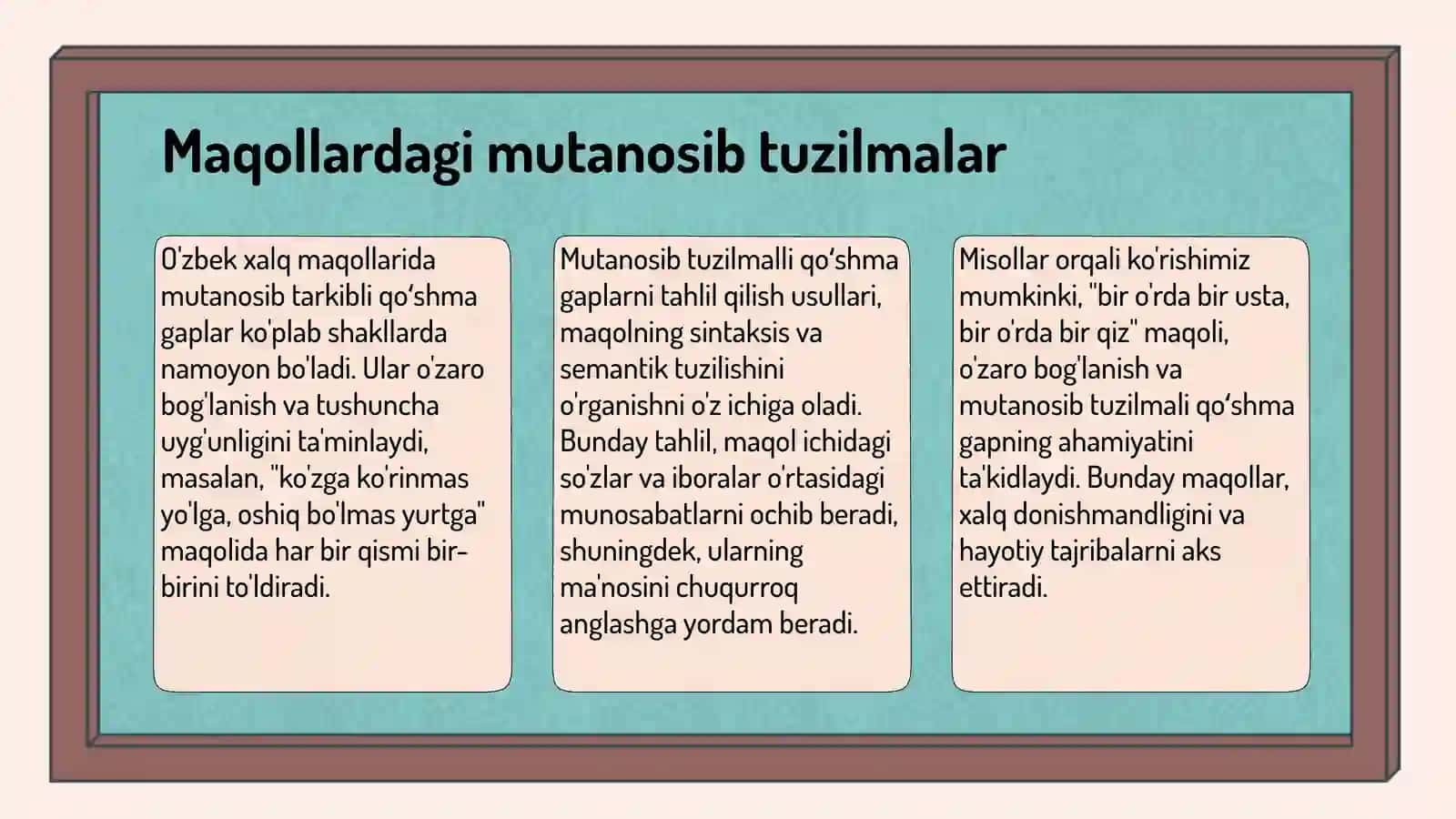 Xalq maqollarida mutanosib tarkibli qoʻshma gaplar 3