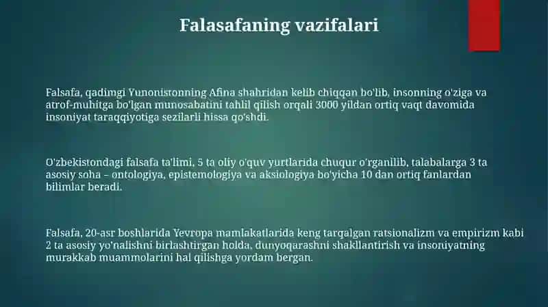 Falsafa fanining maqsadi va funksiyalari 3