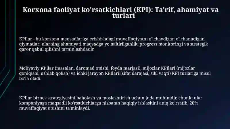 Korxona faoliyati koʻrsatgichlari 3