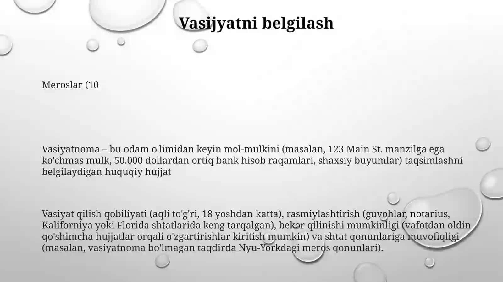 Vasiyatnomavauningozigaxosxususiyatlari 3