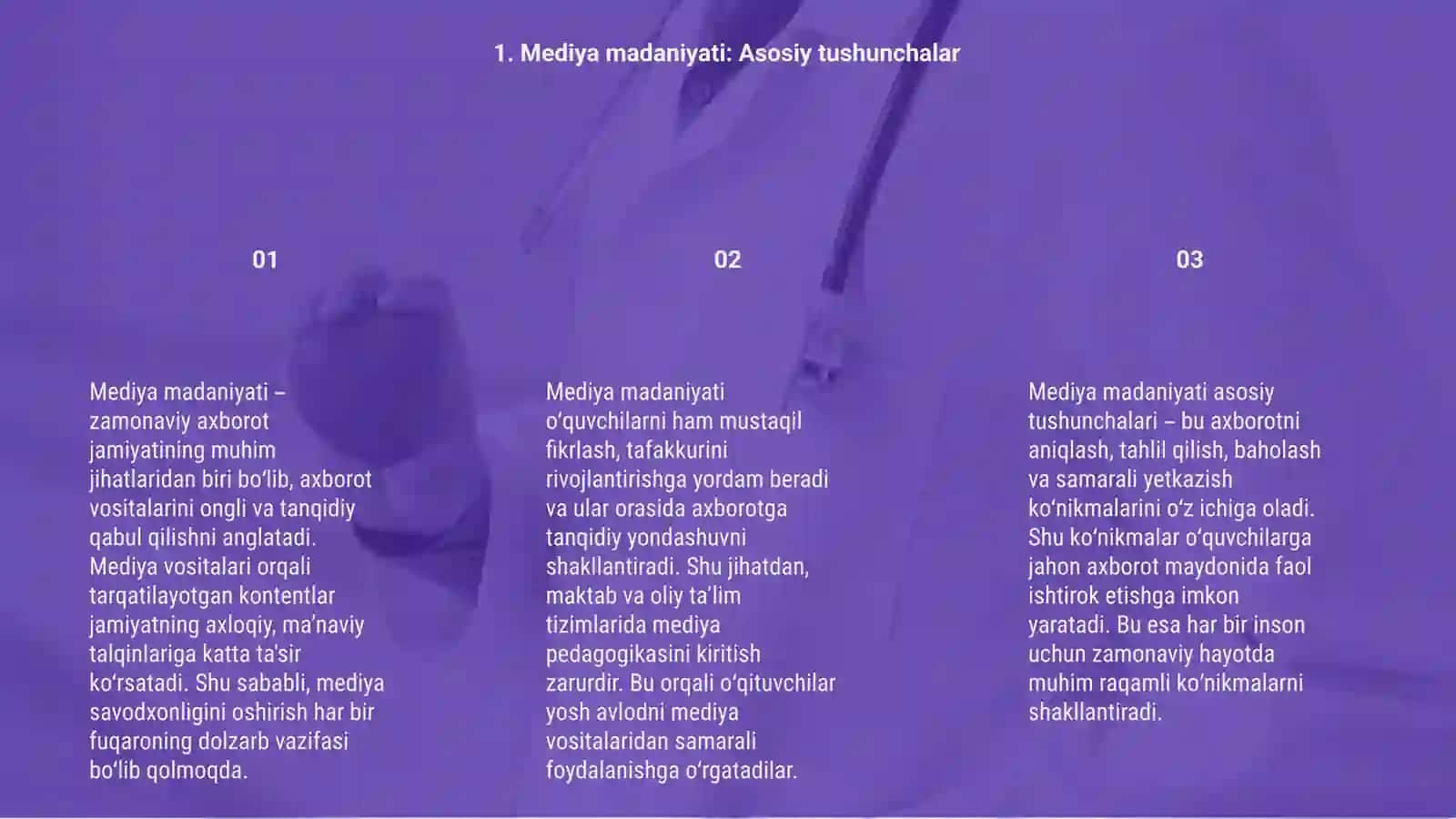 Medya madniyat va inavatsiyon pedagogik tehnalo’giyalar taqdimot tayorlash mavzusi 3