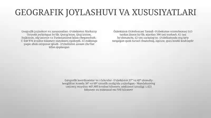 Òzbekiston Oritofaunasi Tasnifi 3