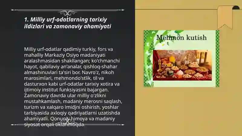 Milliy urf odatlar qadriyatlar va dadturlarning qayta tiklanishi 3