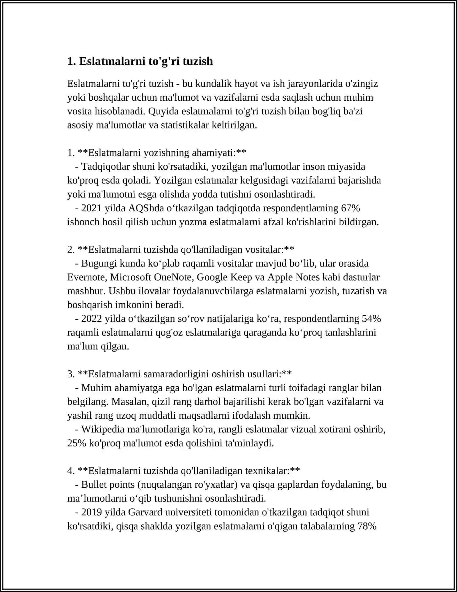 ESLATMALAR YOZISH VA ULAR BILAN ISHLASH 3
