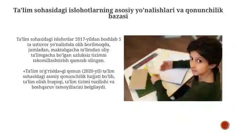 Ta'lim sohasidagi islohotlar: Asosiy yo'nalishlar va yutuqlar 3
