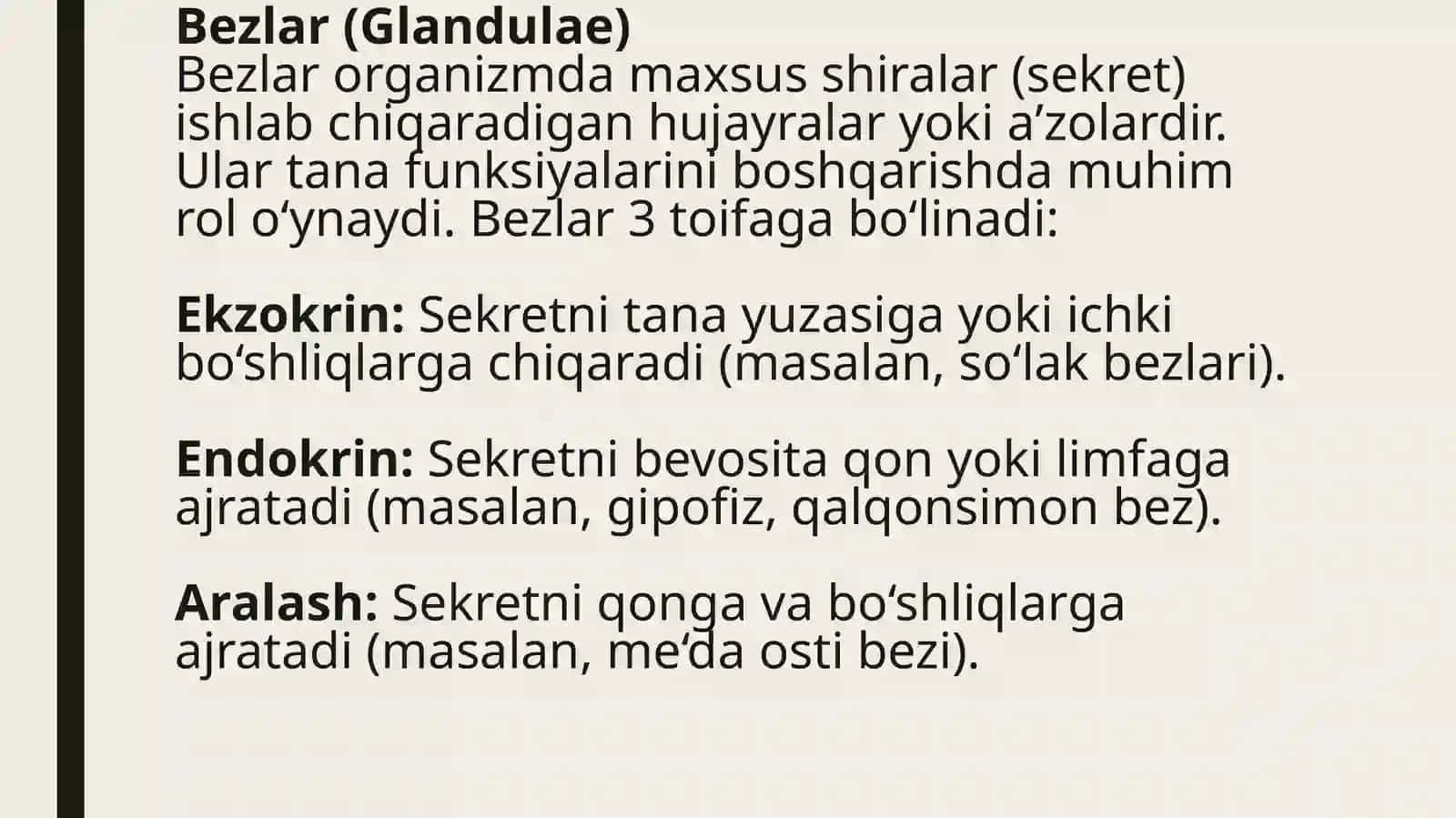 Endokrin bezlar. Gipofiz. Epifiz. Jinsiy bezlarning endokrin qismlari, ularning yoshga qarab o'zgari 3