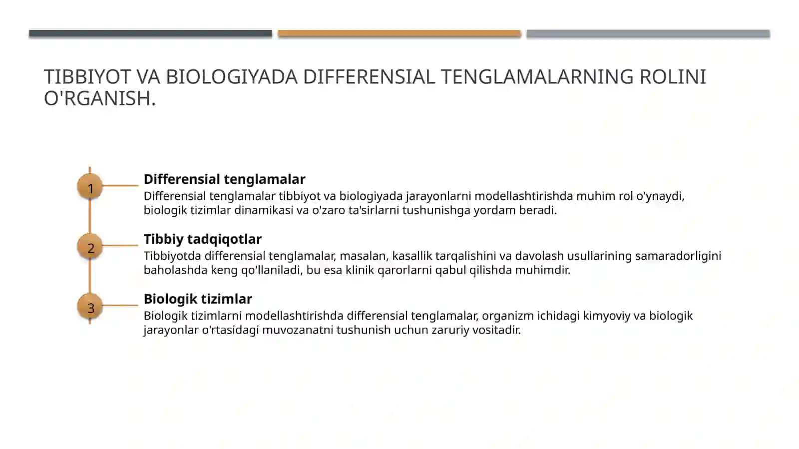 Tibbiy biologik mazmunidagi differinsial tenglamalarni tuzish va yechish 3