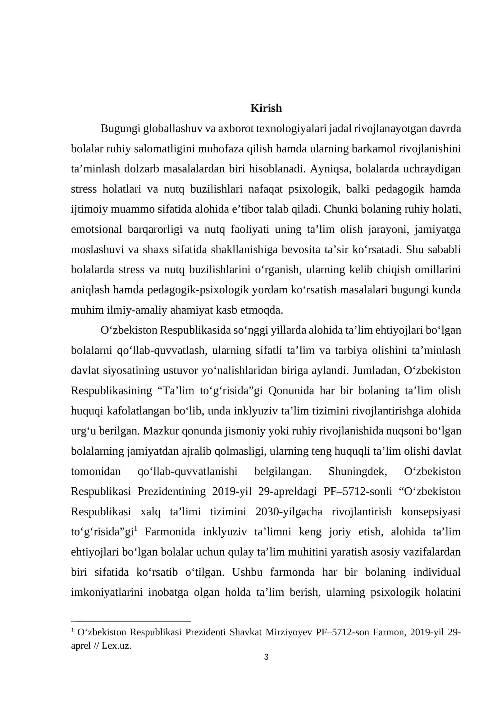 BOLALARDA STRESS VA NUTQ BUZILISHLARI MAZUSIDAGI KURS ISHI 3