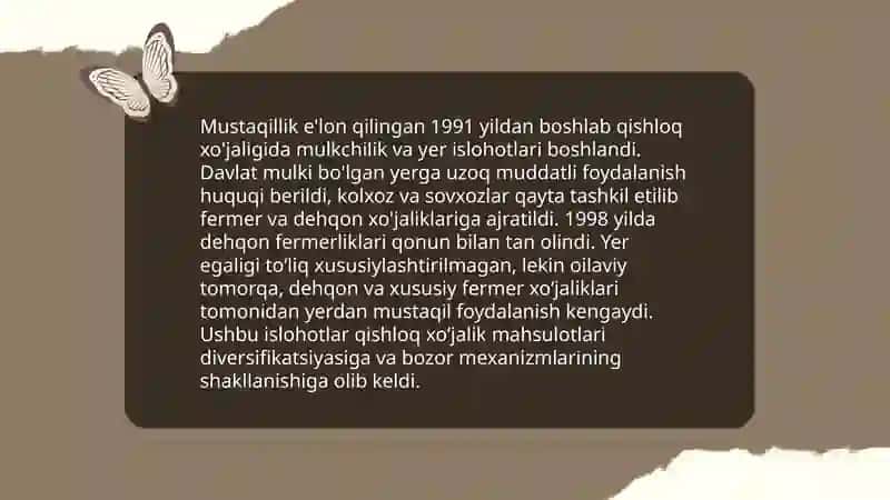 Mustaqilik yillarida qishloq xo'jaligi va sanoat sohasidagi o'zgarishlar 3