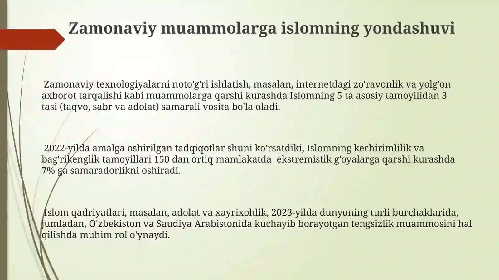 Islom qadriyatlarining hozirgi davrdagi ahamiyati 3