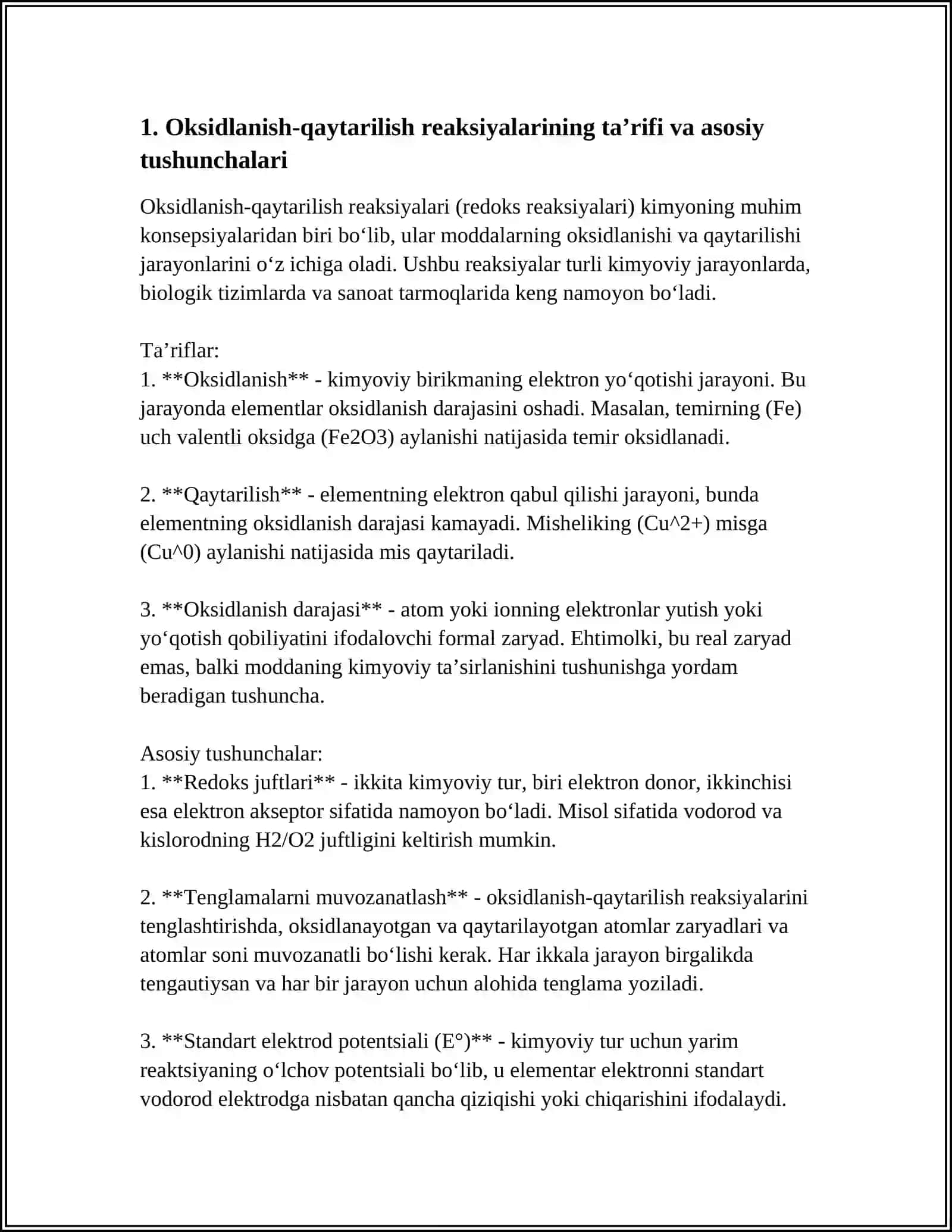 OKSIDLANISH- QAYTARILISH REAKSIYALARI VA S ELEMENTLARNING BIOLOGIK AHAMIYATI 3