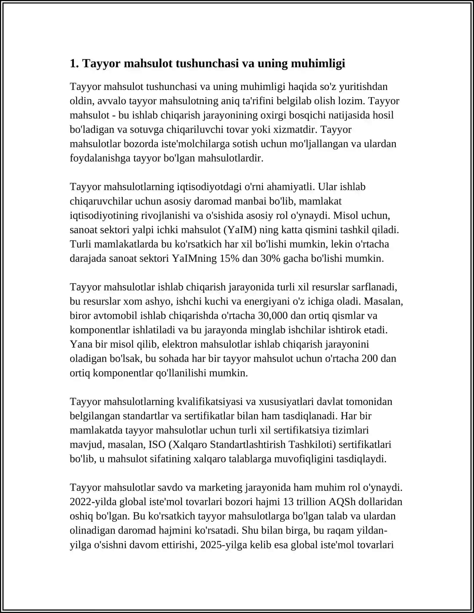 TAYYOR MAHSULOT VA UNING SOTILISHINI XISOBGA OLISH 3