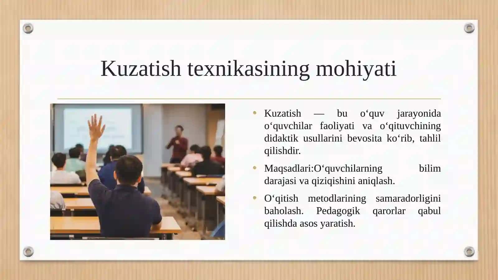 O‘quv jarayonini kuzatish va tahlil qilish texnikasi 3
