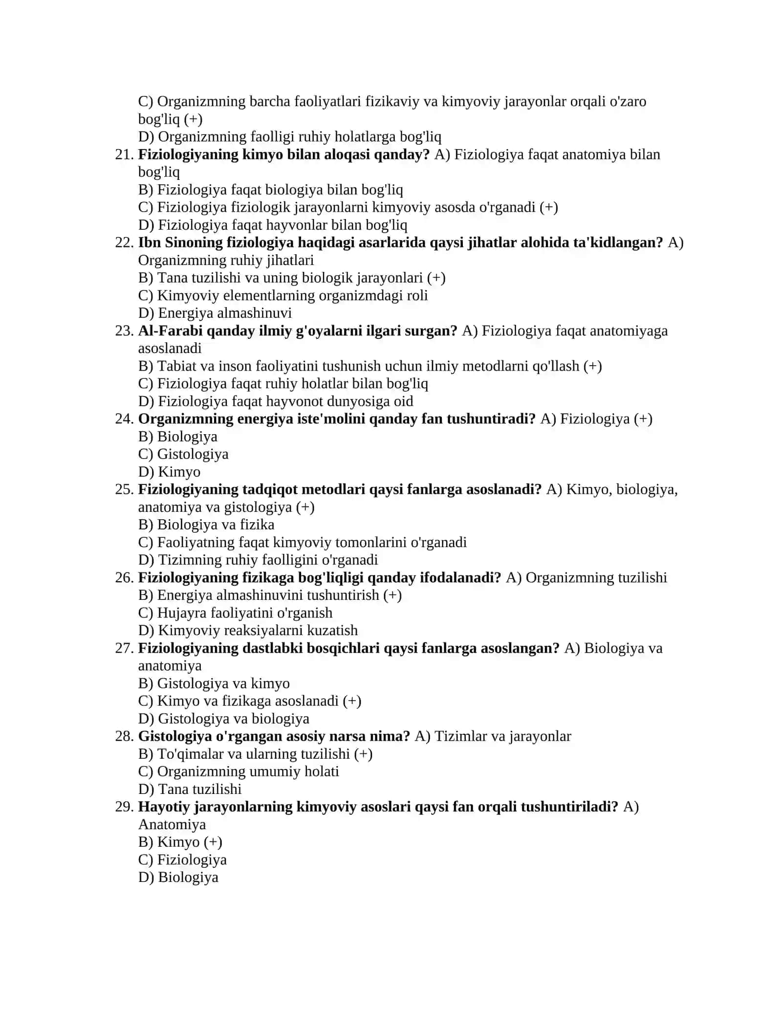 Fiziologiya fanidan savollar 3