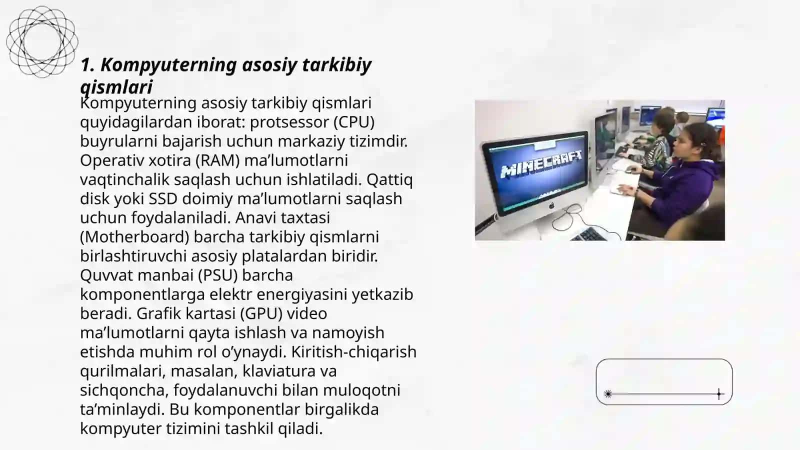 Kompyuterlar.Kompyuterning ishlash prinsipi va tashkil etuvchilari 3