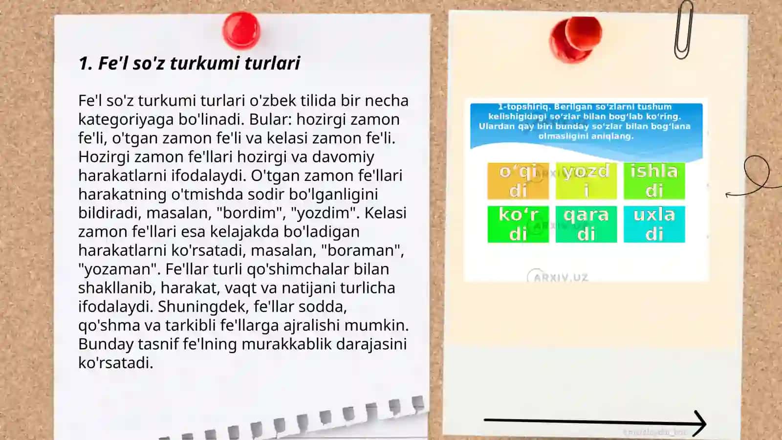 Fel so'z turkumi. O'timli va o'timsiz fellar 3