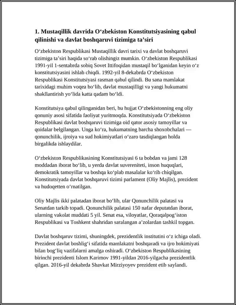 MUSTAQILLIK YILLARIDA DAVLAT BOSHQARUVI TIZIMIDA AMALGA OSHIRILGAN ISLOHOTLAR 3