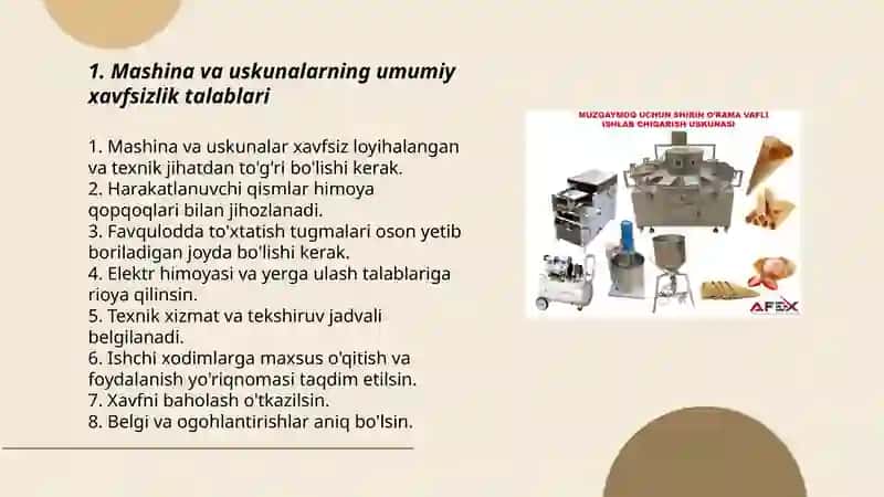 Ishlab chiqarish uskunalarida xavfsizlik texnikasi talablari 3