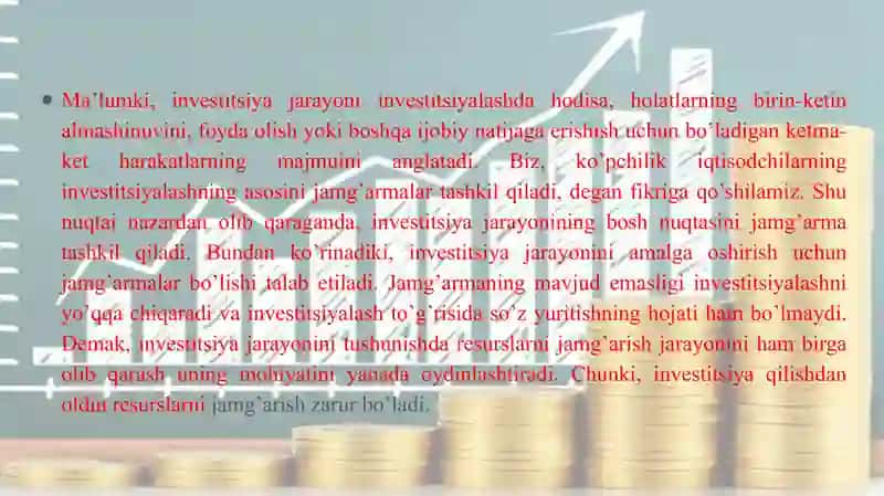 INVESTITSIYA JARAYONLARINING MAZMUNI VAASOSIY BOSQICHLARI 3