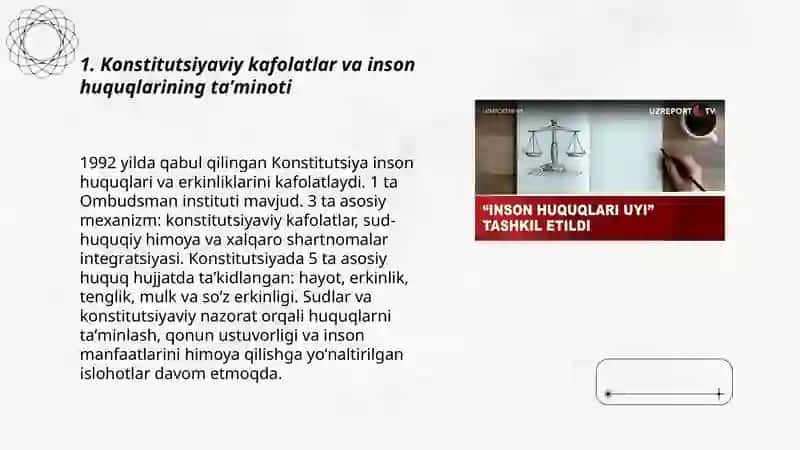 Yangi Oʻzbekistonda inson haq-huquqlari va erkinliklari kafolatining yaratilishi 3