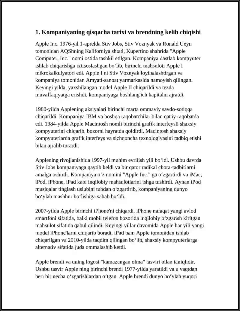 MEN BIRORTA KORXONANI BRENDI HAQIDA SLAYD TAYORLASHIM KERAK 3
