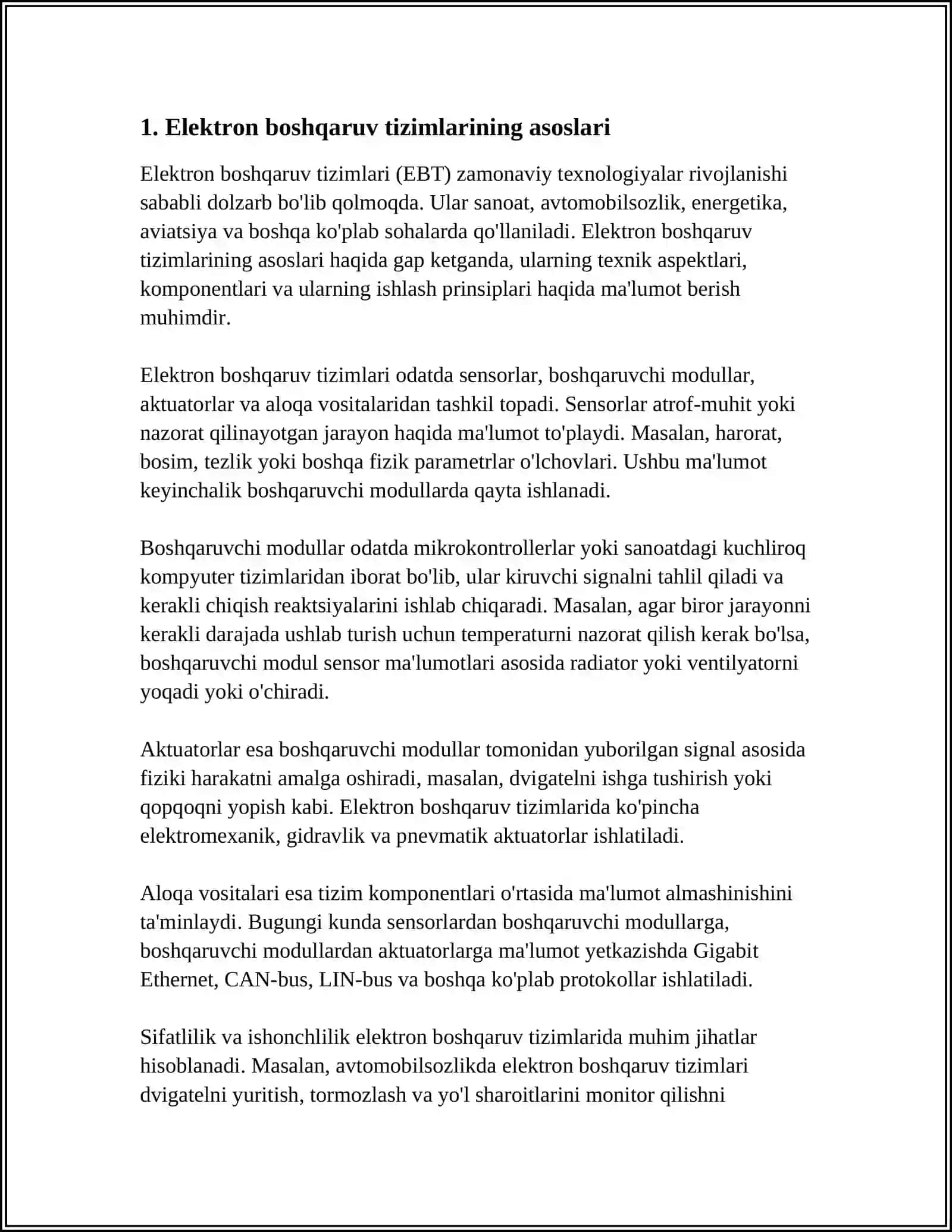 Elektron boshqaruv tizimlari 3