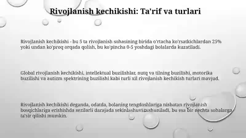 Psixik rivojlanishi sust bolalar psixologiyasi 3