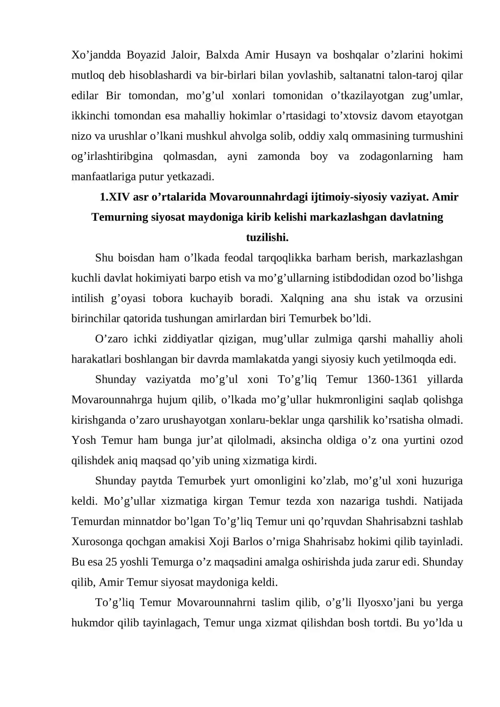 AMIR TEMUR DAVLATIDA IJTIMOIY TARTIBNI O'RNI 3