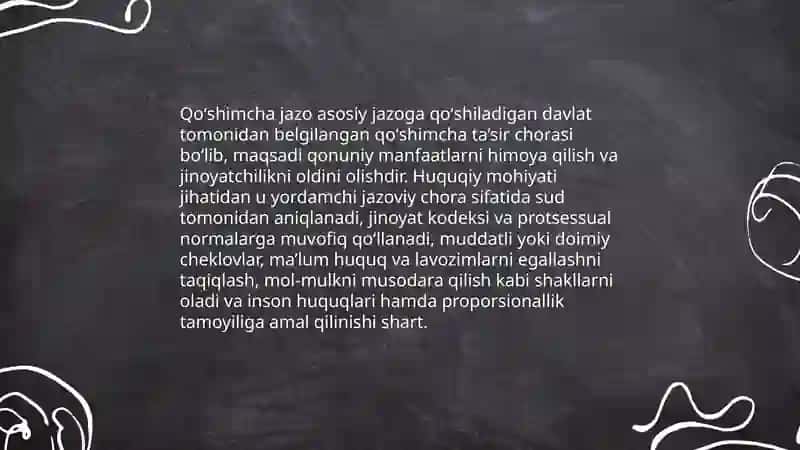 Qoʻshimcha jazolarni ijro etish tartibiva shartlari 3