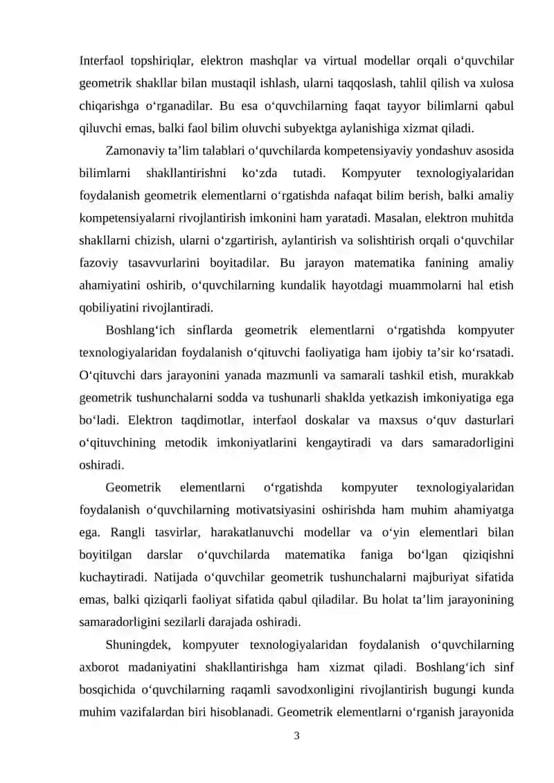 Boshlang'ich sinflarda geometrik elementlarni o'rgatishda kompyuter texnologiyalardan foydalanish 3
