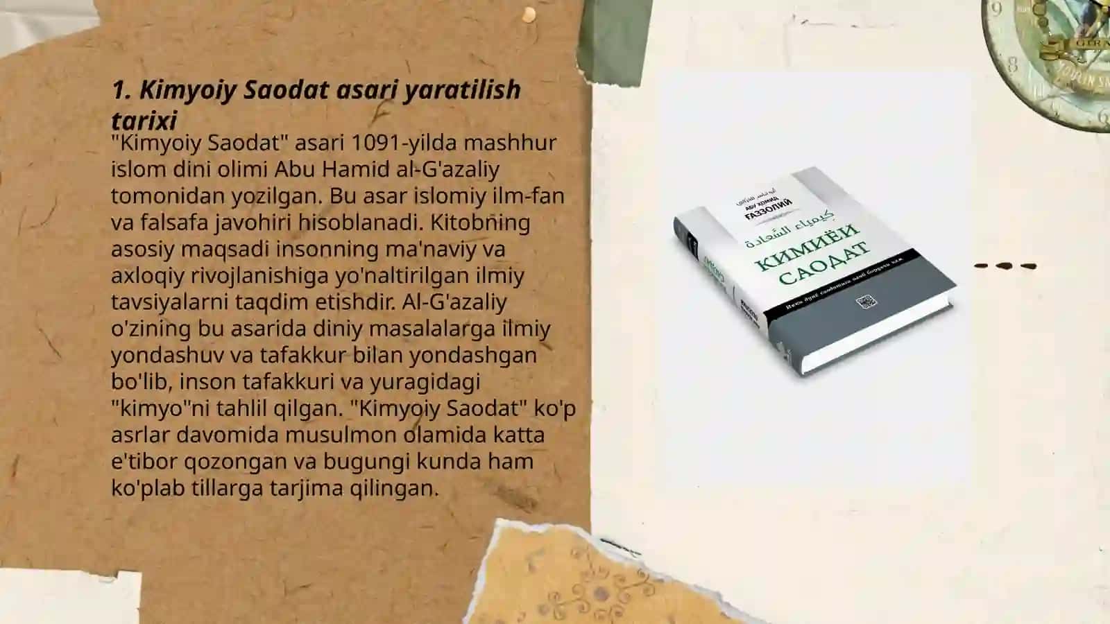 Kimyoiy Saodat asari haqida 3