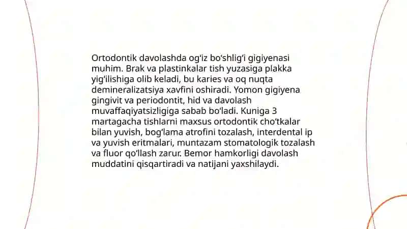 Ortodontik davolash jarayonida gigiyenik tarbiya 3