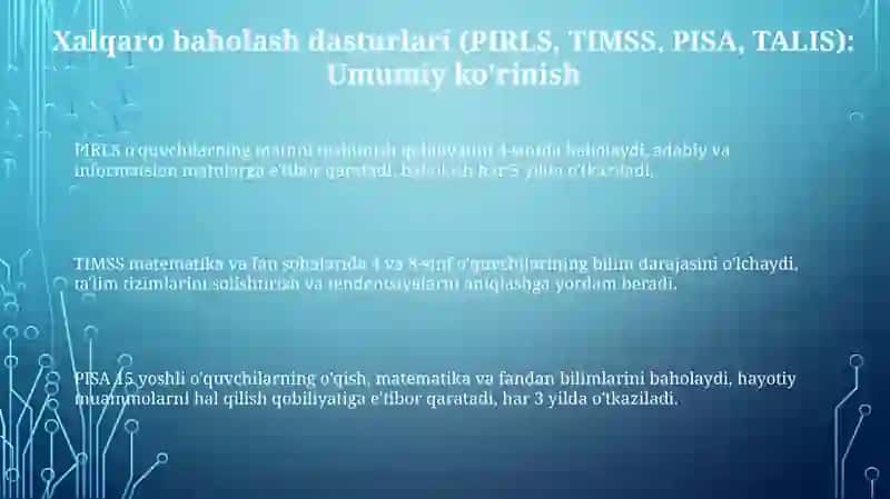 Xalqaro Hatiy PIRLS, TIMSS, PISA, TALIS 3