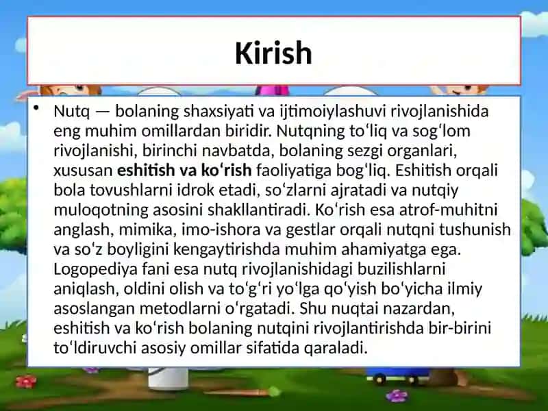 BOLA NUTQINI RIVOJLANISHIDA ESHITISH VA KO’RISHNING O’RNI 3